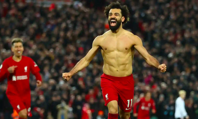 Salah ăn mừng bàn thắng 6-0 
